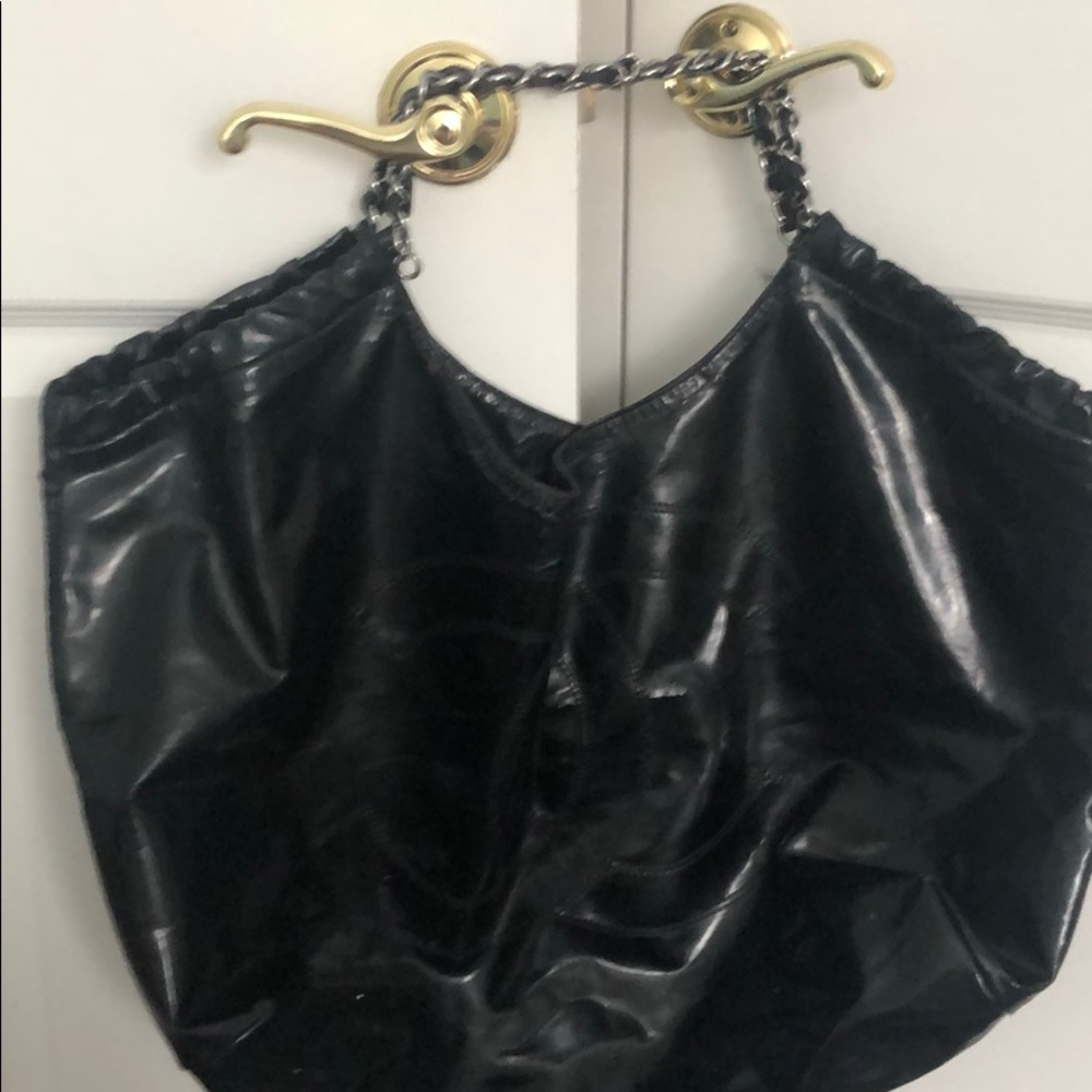 Chanel patent hobo bag . Black